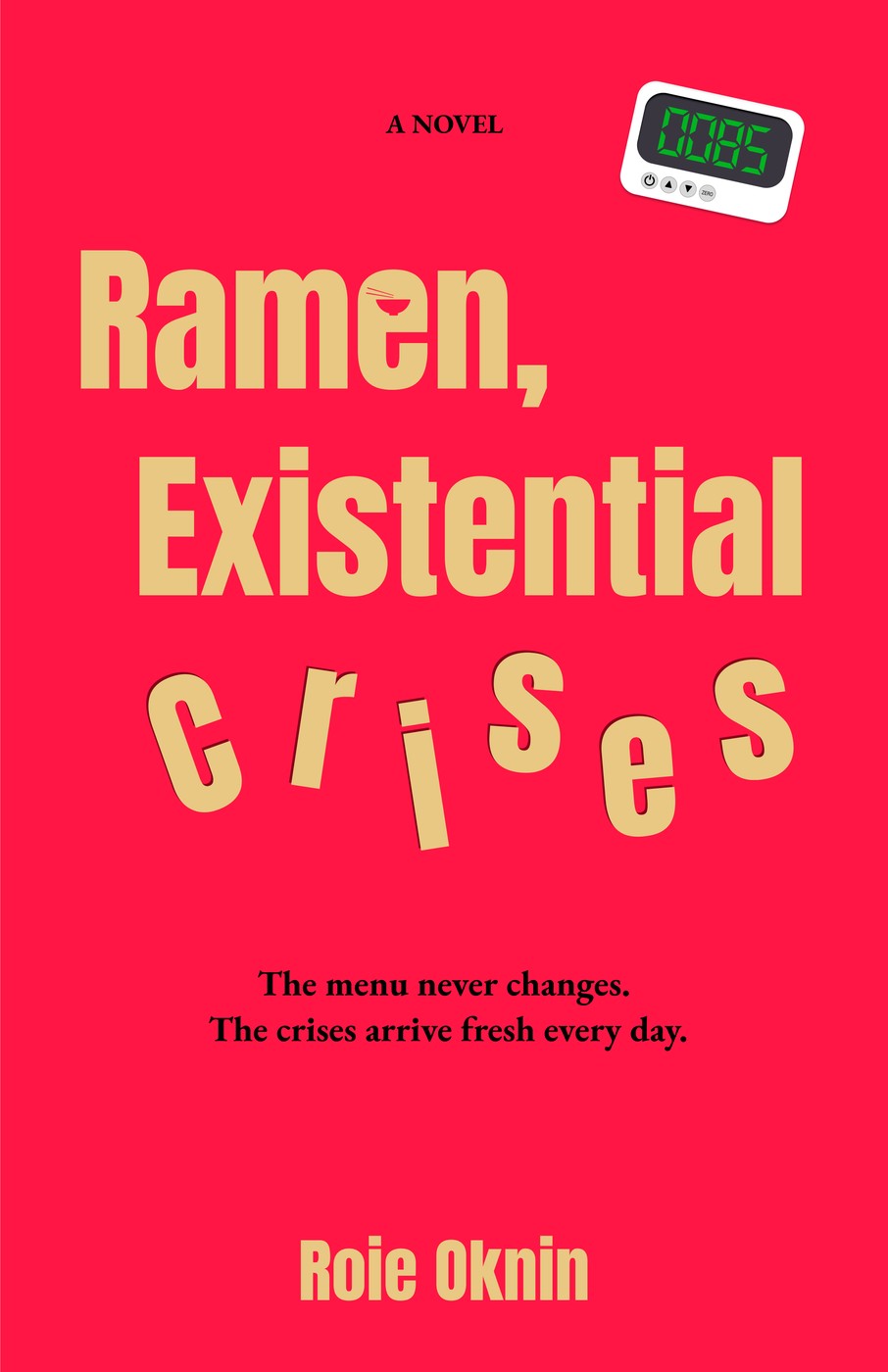 Cover of Ramen, Existential Crises: bold gold type on a crimson ground